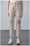 Hidden Tracey High Rise Straight Jean In Latte In Multi
