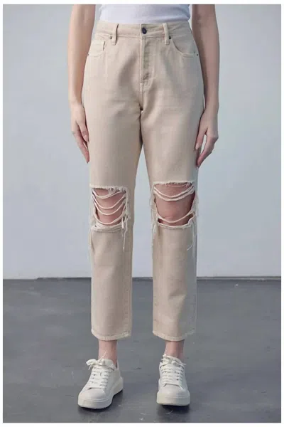 Hidden Tracey High Rise Straight Jean In Latte In Multi