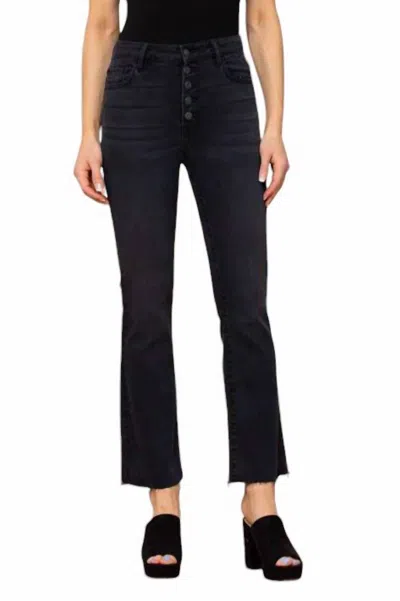 Hidden High Rise Basic Cropped Flare Jeans In Black