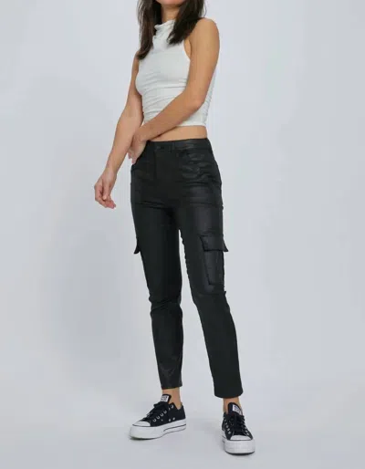 Hidden High Rise Black Coated Cargo Cigarette Skinny Jean
