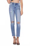 Hidden High-rise Classic Distressed Mom Jean In Medium Wash In Blue