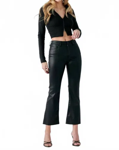Hidden High Rise Coated Crop Flare Jeans In Black