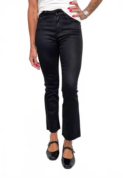 Hidden High Rise Coated Cropped Flare Pants In Black