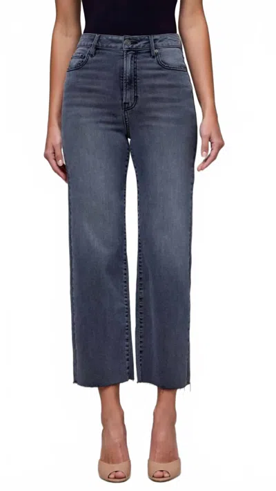 Hidden High Rise Cropped Classic Straight Jean In Grey Wash In Blue