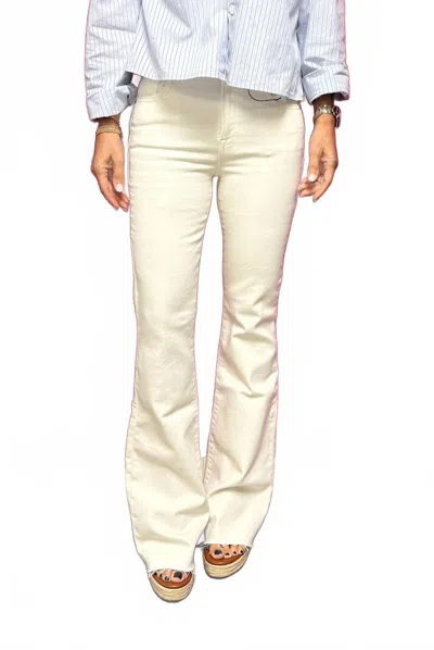 Hidden High Rise Long Flare Jeans In Sea Salt In White