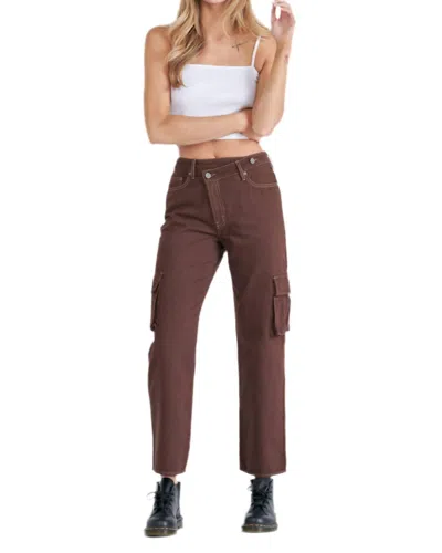 Hidden High Rise Straight Cargo Pants In Brown