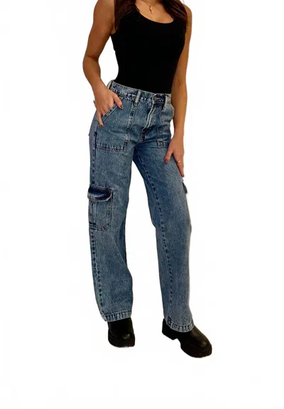 Hidden High Waist Dad Jeans In Medium Wash In Blue