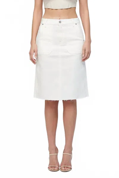 Hidden High Waist Denim Skirt With Front Pockets In White