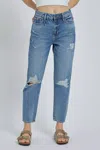Hidden Jayce High Rise Straight Crop Jean In Medium Wash In Multi