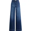 Hidden Jeans Patch Pocket High Waist Wide Leg Jeans In Dark Wash