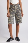 Shop Hidden Jeans Camo Baggy Denim Cargo Shorts In Olive