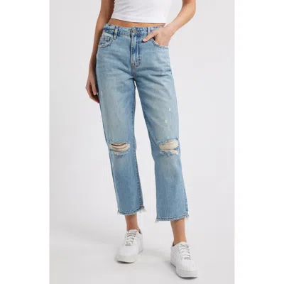 Hidden Jeans Classic Summer Distressed Straight Leg Jeans In Med Wash