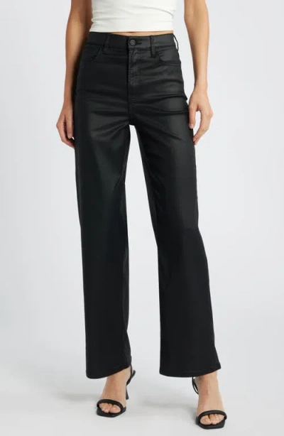 Hidden Jeans Coated Wide Leg Dad Jeans In Black