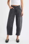 Hidden Jeans Crop Barrel Jeans In Gray