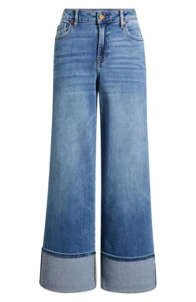 Hidden Jeans Cuffed Cuff Wide Leg Jeans In Blue