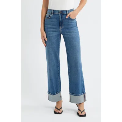 Hidden Jeans Cuffed High Waist Dad Jeans In Blue