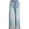 Hidden Jeans Cuffed High Waist Wide Leg Jeans In Blue