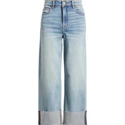 Hidden Jeans Cuffed High Waist Wide Leg Jeans In Blue