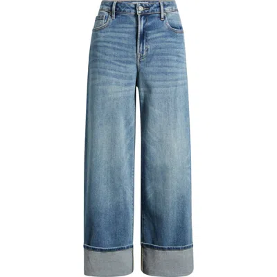 Hidden Jeans Cuffed Wide Leg Jeans In Blue