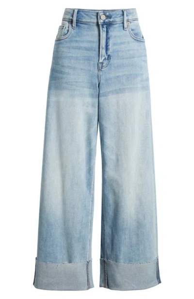 Hidden Jeans Cuffed Wide Leg Jeans In Blue