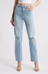 Hidden Jeans Distressed Rip Wide Leg Jeans In Light Wash
