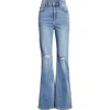 Hidden Jeans Distressed Ripped Flare Jeans In Med Wash
