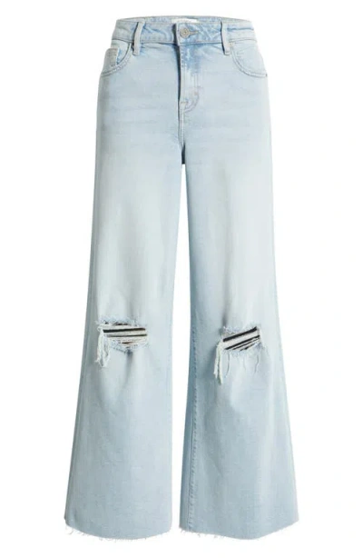 Hidden Jeans Distressed Super Wide Leg Jeans In Light Wash