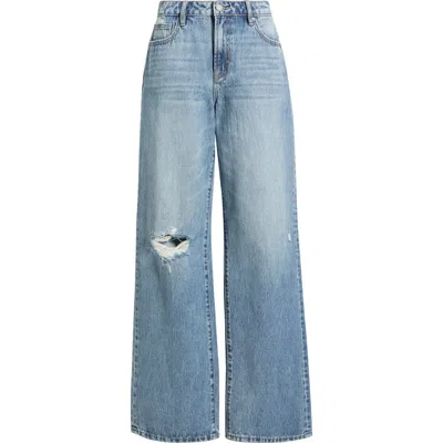 Hidden Jeans Distressed Wide Leg Dad Jeans In Blue