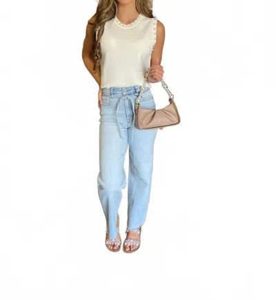Hidden Jeans Ella High Rise Tie Detail Straight Leg In Blue