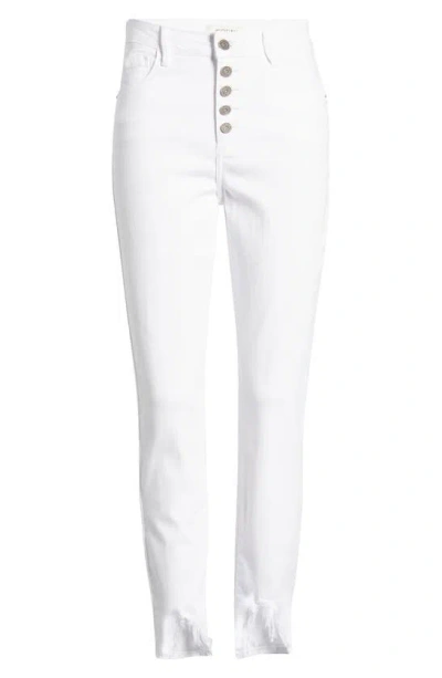 Hidden Jeans Exposed Button High Waist Fray Hem Skinny Jeans In White