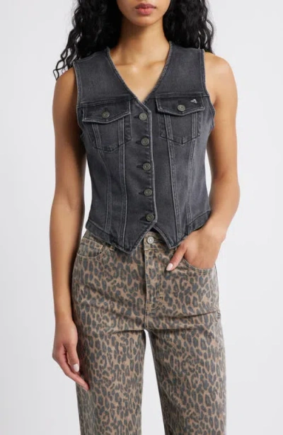 Hidden Jeans Fitted Denim Vest In Gray