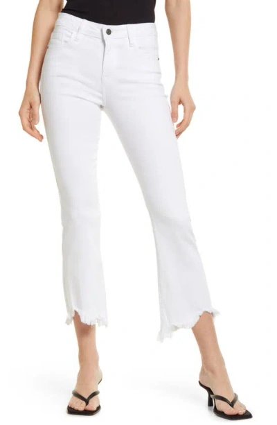 Hidden Jeans Fray Hem Crop Flare Jeans In White