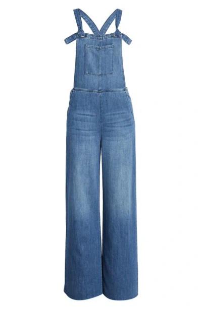 Hidden Jeans Frayed Hem Denim Overalls In Dark Wash