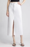 Hidden Jeans Front Slit Denim Midi Skirt In White