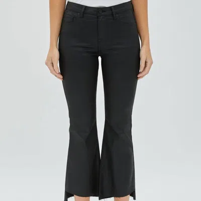 Hidden Jeans High Rise Coated Cropped Flare In Black