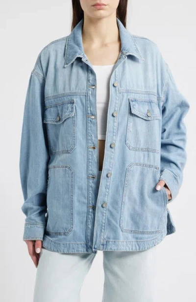 Hidden Jeans Oversize Denim Shirt In Light Wash