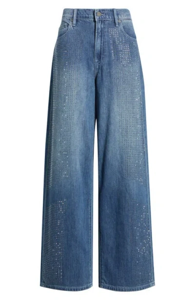 Hidden Jeans Oversize Rhinestone Baggy Wide Leg Jeans In Blue