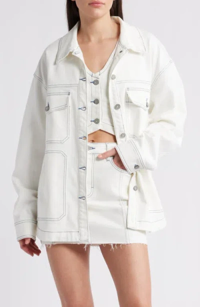Hidden Jeans Oversize Stretch Denim Jacket In White