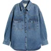 Hidden Jeans Oversize Western Denim Button-up Shirt In Medium Wash