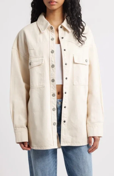 Hidden Jeans Oversize Western Denim Shirt In Khaki