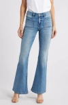 Hidden Jeans Patch Pocket Flare Jeans In Medium Wash