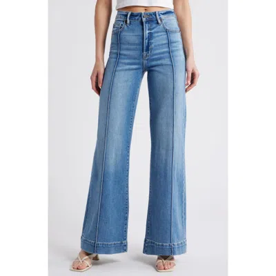 Hidden Jeans Pintuck High Waist Flare Jeans In Blue
