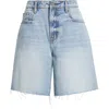 Hidden Jeans Raw Hem Denim Bermuda Shorts In Light Wash
