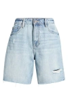 Hidden Jeans Raw Hem Denim Bermuda Shorts In Light Wash