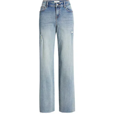 Hidden Jeans Raw Hem Mid Rise Dad Jeans In Medium Wash