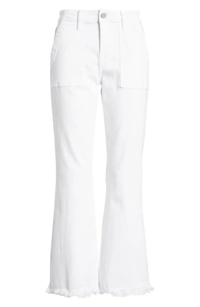 Hidden Jeans Raw Step Hem Wide Leg Cargo Jeans In White