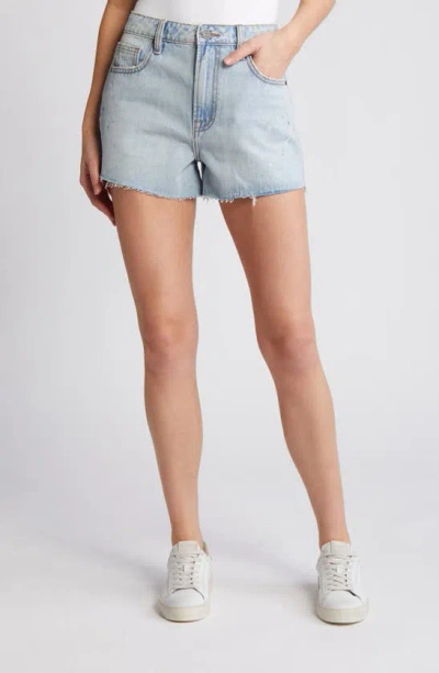 Hidden Jeans Relaxed High Waist Cutoff Denim Shorts In Light Wash