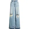 Hidden Jeans Ripped & Distressed Extra Wide Leg Jeans In Blue