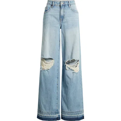 Hidden Jeans Ripped & Distressed Extra Wide Leg Jeans In Blue
