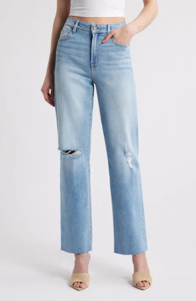 Hidden Jeans Ripped High Waist Raw Hem Wide Leg Jeans In Medium Wash